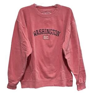 US Vintage Womens Washington DC Embroidered Pullover Sweatshirt Size XL Pink